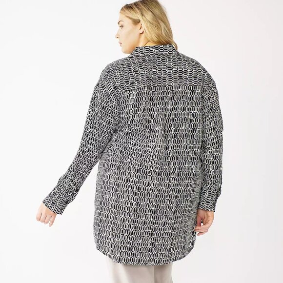 Plus Size Nine West Drapey Button-Down Tunic Shirt Size XL - Picture 2 of 7